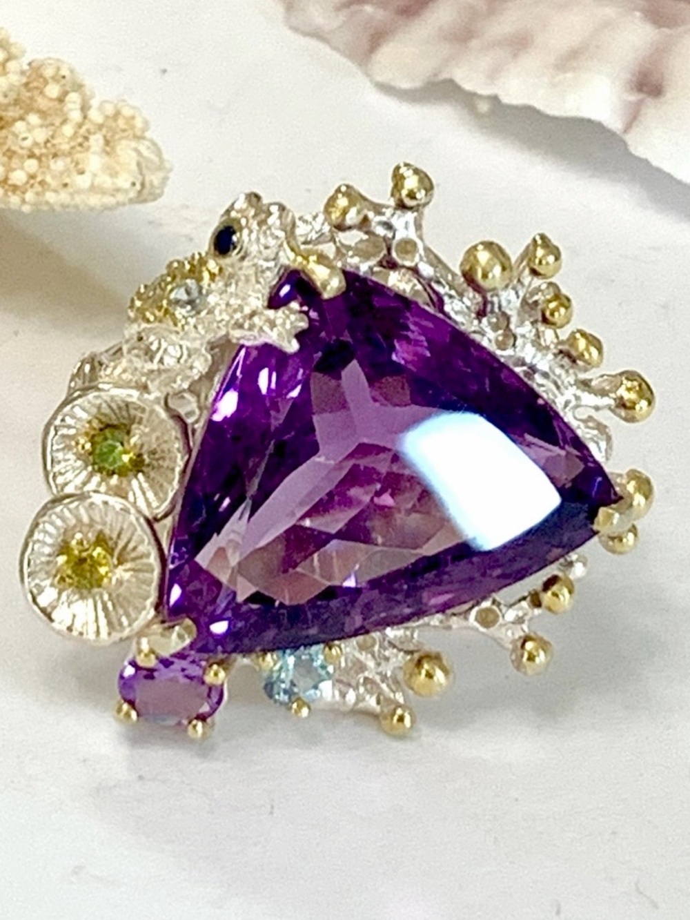 PondLife Amethyst Sterling & 14 kt Ring